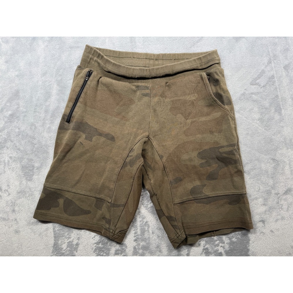 ASRV Gym Aesthetic Revolution Sweat Shorts Mens Medium Olive Camo Print Pull On